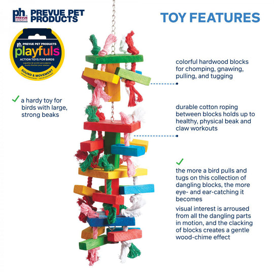 Prevue Pet Products Bodacious Bites Tower Bird Toy - Large Chew Parrot Toy #60960