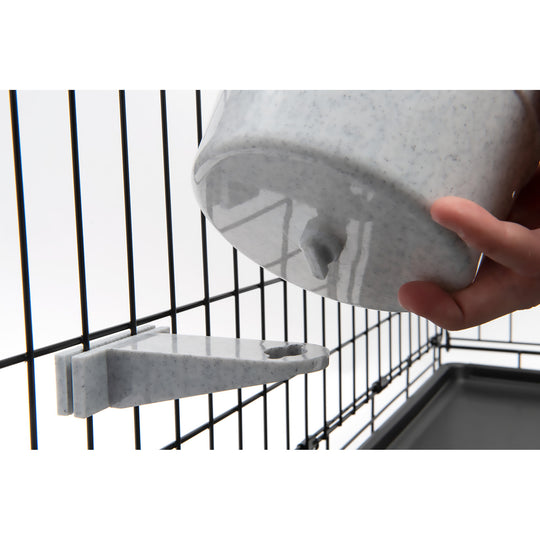 Lixit Quick Lock Cage Bowl Granite 40oz - BPA-Free Plastic Bird Cage Food Dish