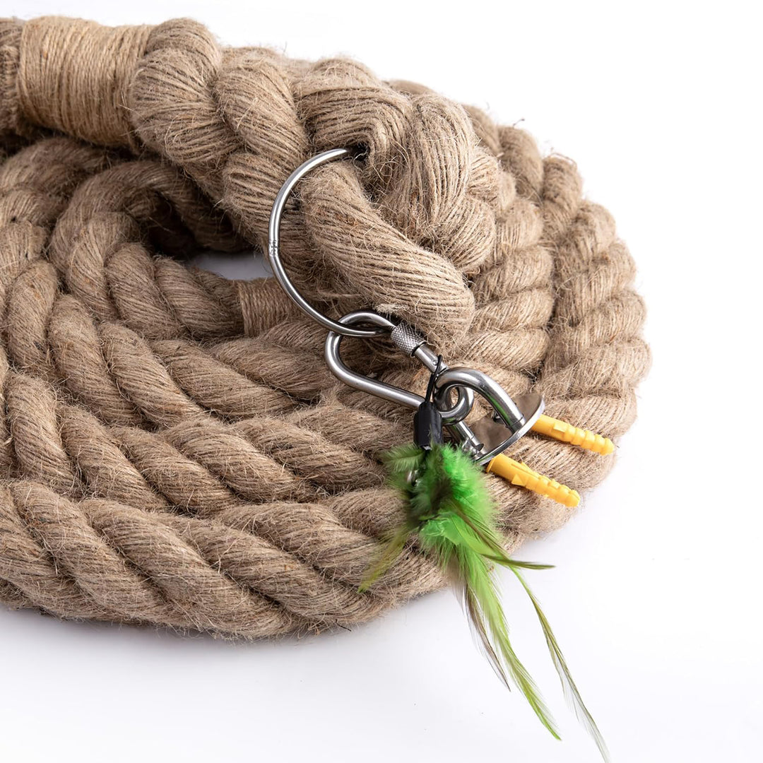 Climbing Rope with Hook for Ceiling & Wall Mounted - Jute Rope Climbing Bird Toy
