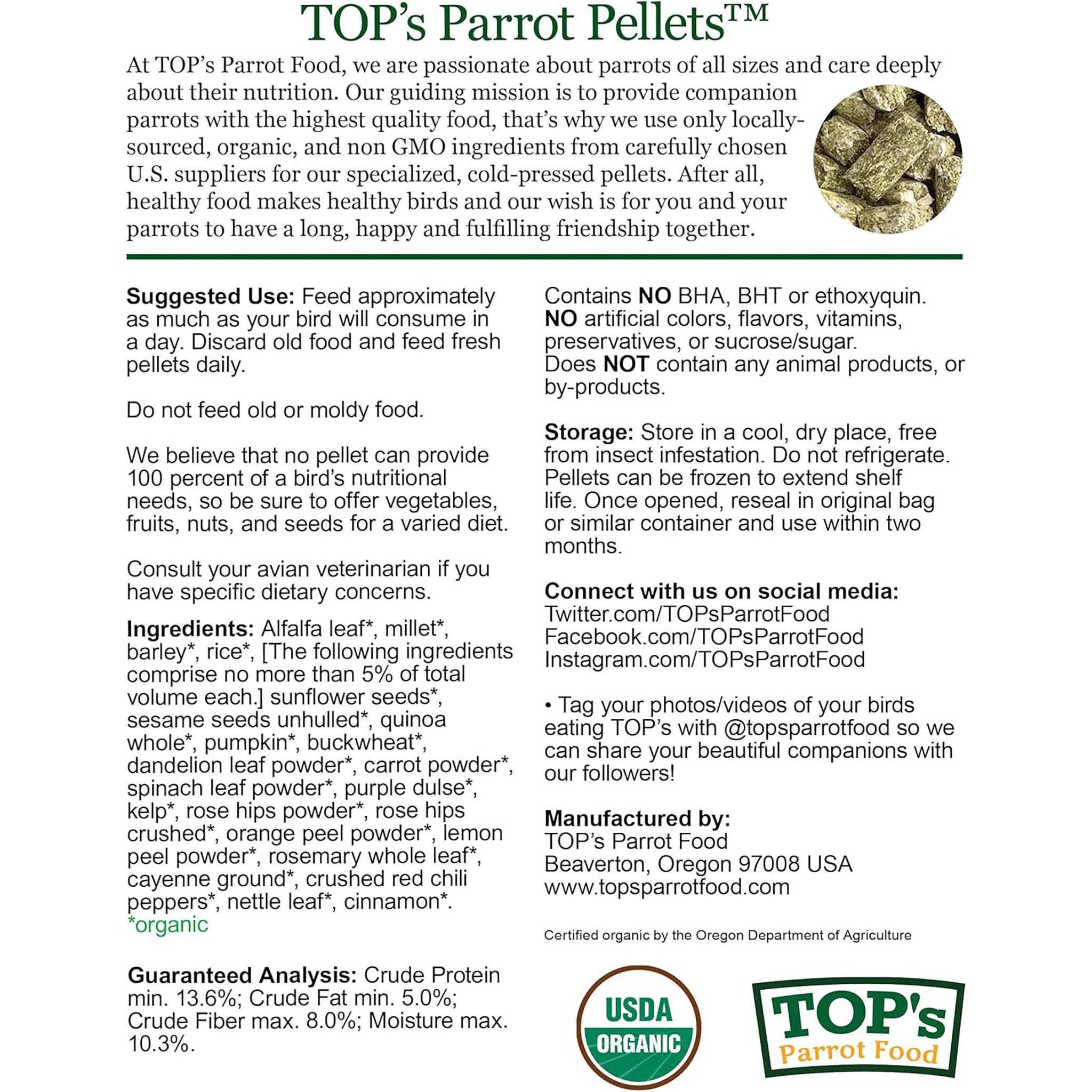 TOP's Pellets For Small Hookbills - 4lb – Parrot Stars