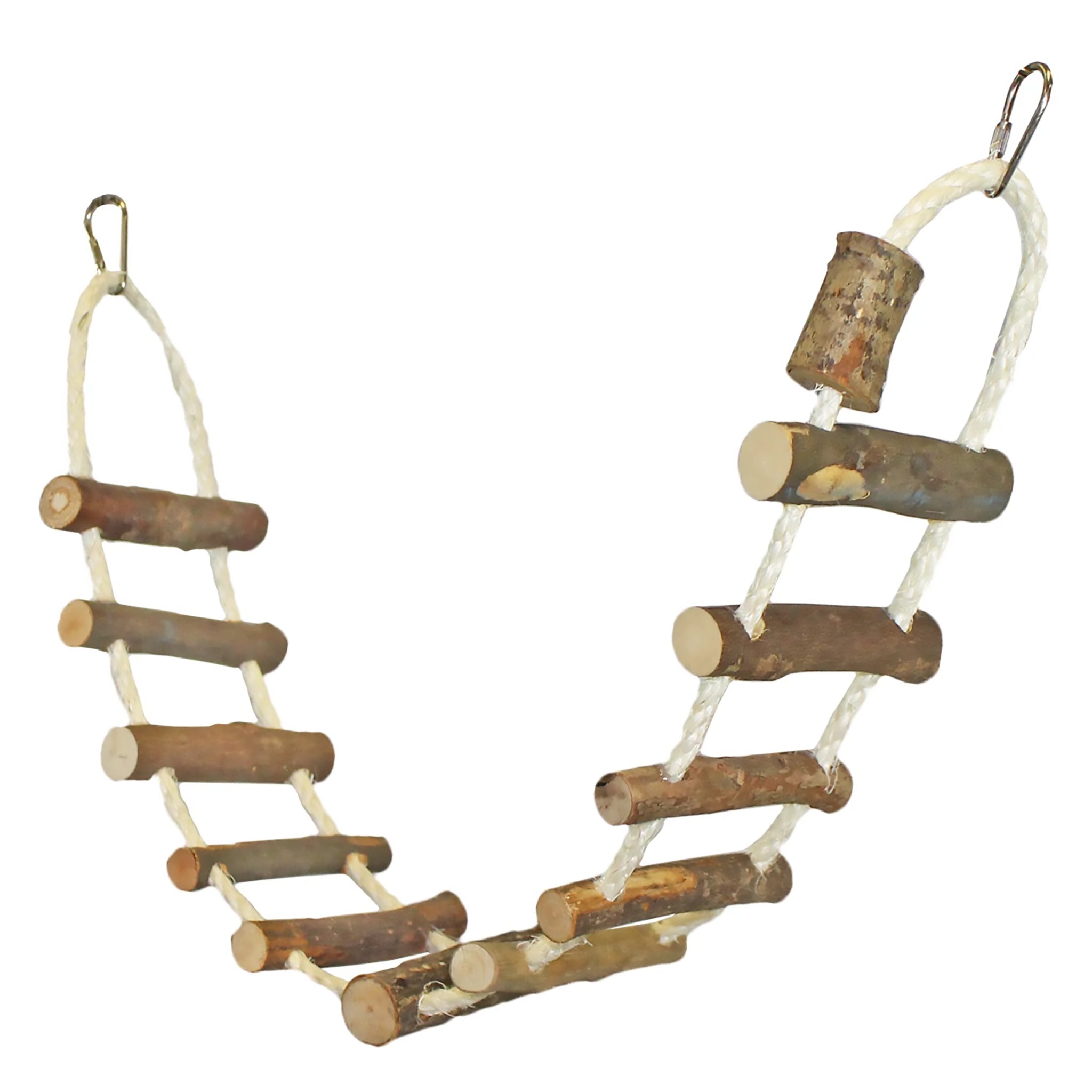 Exotic Nutrition Jungle Canopy Toy Sisal Rope Ladder - Natural Wood Cl ...