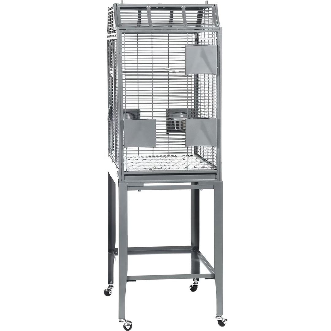 A&E Cage Company Elegant Style Flight Cage with Opening Top Platinum - 28” x 18” - Small Bird Enclosure #MA2818FL HQ Platinum