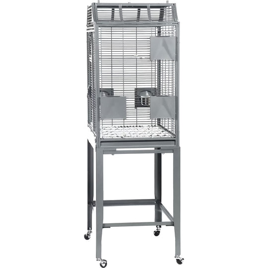 A&E Cage Company Elegant Style Flight Cage with Opening Top Platinum - 28” x 18” - Small Bird Enclosure #MA2818FL HQ Platinum