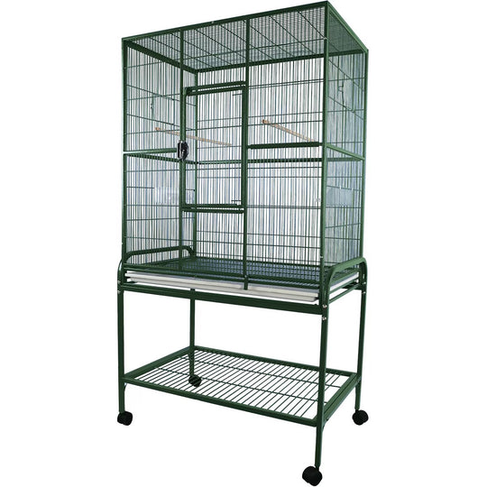 A&E Cage Company Flight Cage & Stand Green - 32” x 21” - Small Bird Enclosure #13221