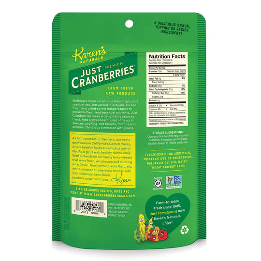 Karen's Naturals Premium Just Cranberries - 1.2oz