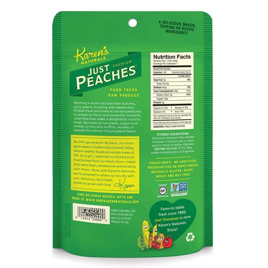 Karen's Naturals Premium Just Peaches - Freeze-Dried Peaches 1.2oz