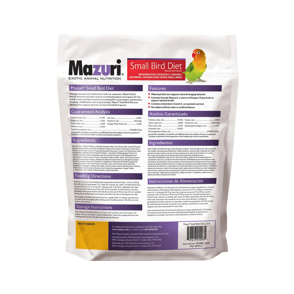 Mazuri Small Bird Diet - 2.5lb