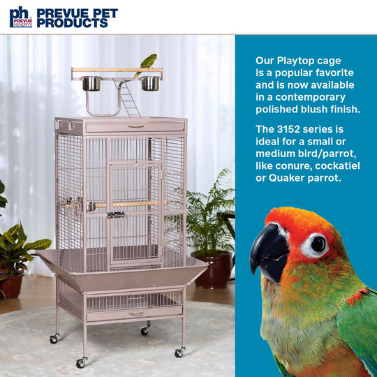 Prevue Pet Products Playtop Bird Home Blush - 24” x 22” - Parrot Enclosure #3152BLUSH