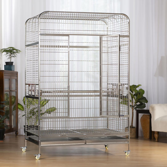 Prevue Pet Products Imperial XXL Stainless Steel Bird Cage - 49” x 38 1/2” - Bird Enclosure #3458