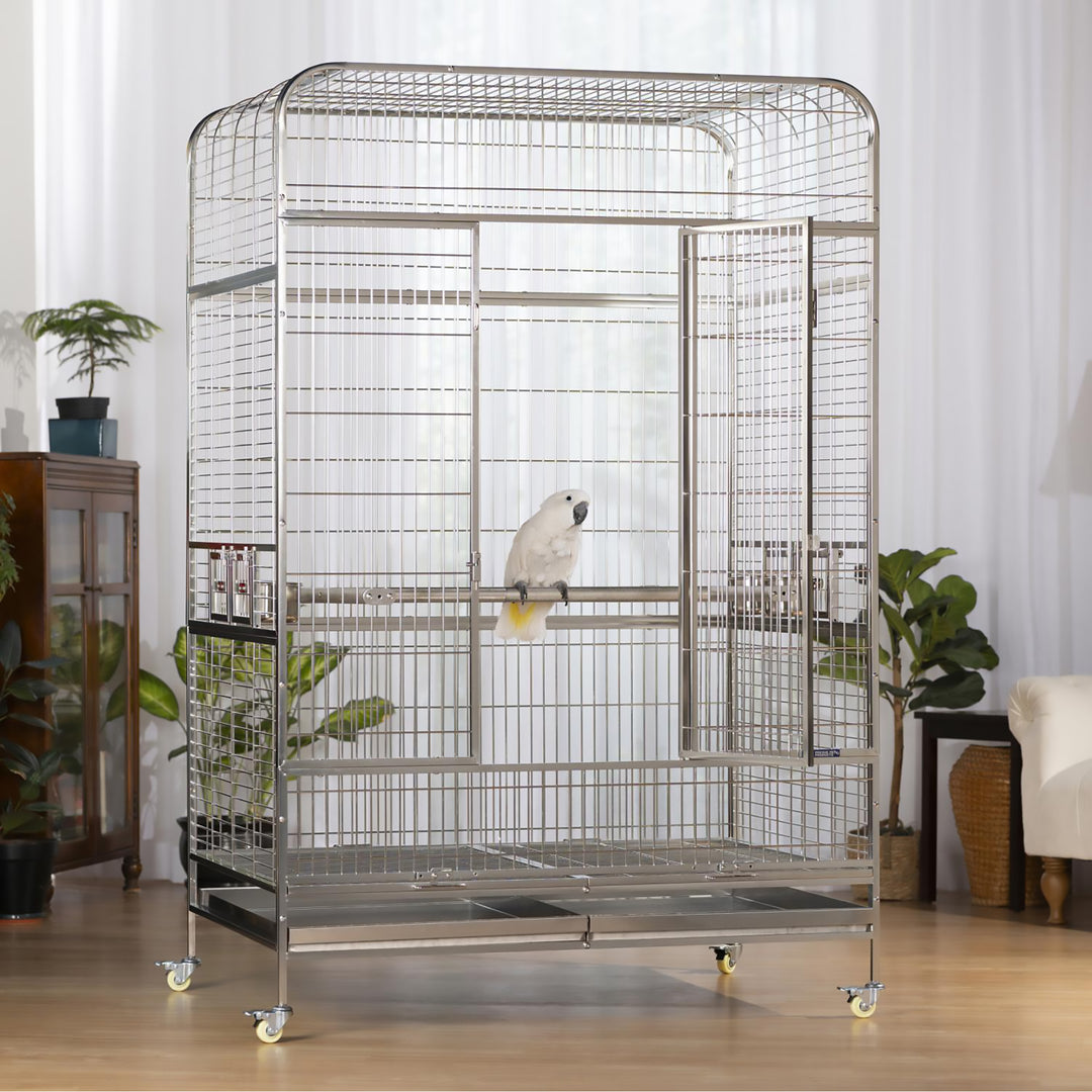 Prevue Pet Products Imperial XXL Stainless Steel Bird Cage - 49” x 38 1/2” - Bird Enclosure #3458