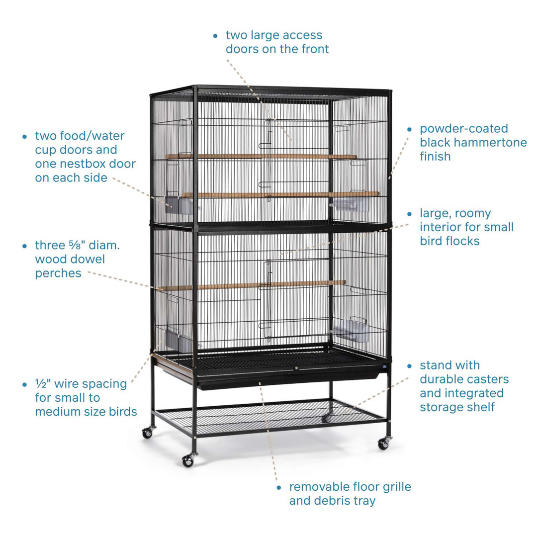 Prevue Pet Products Flight Bird Cage Black - 31” x 21 1/2” - Small Bird Enclosure #F040