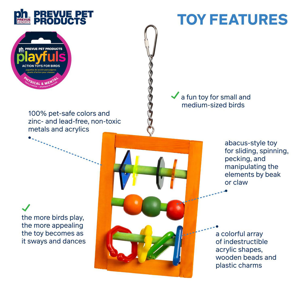 Prevue Pet Products Bodacious Bites Playfuls Abacus - Interactive Chew & Foot Bird Toy #60954