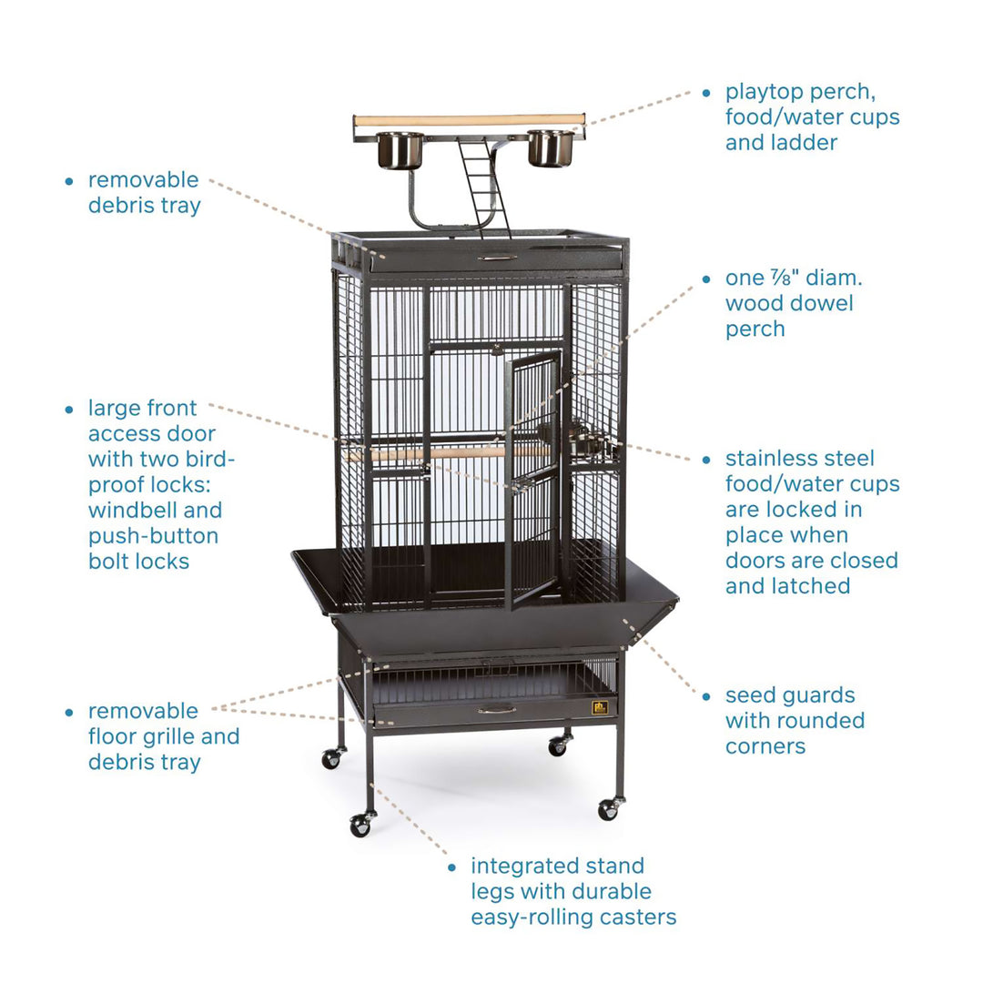 Prevue Pet Products Playtop Bird Home Black - 24” x 22” - Parrot Enclosure #3152BLK