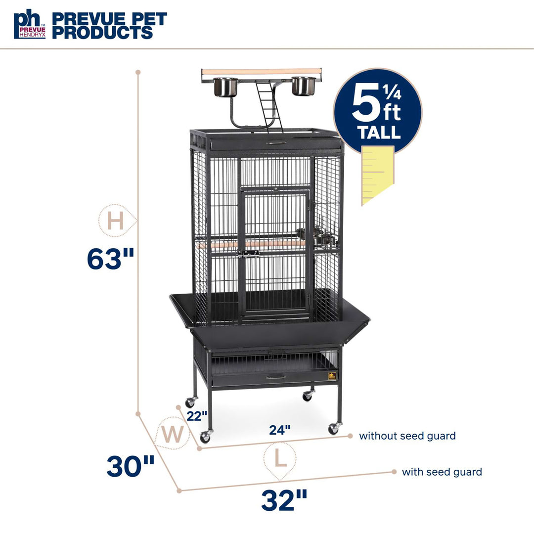 Prevue Pet Products Playtop Bird Home Black - 24” x 22” - Parrot Enclosure #3152BLK