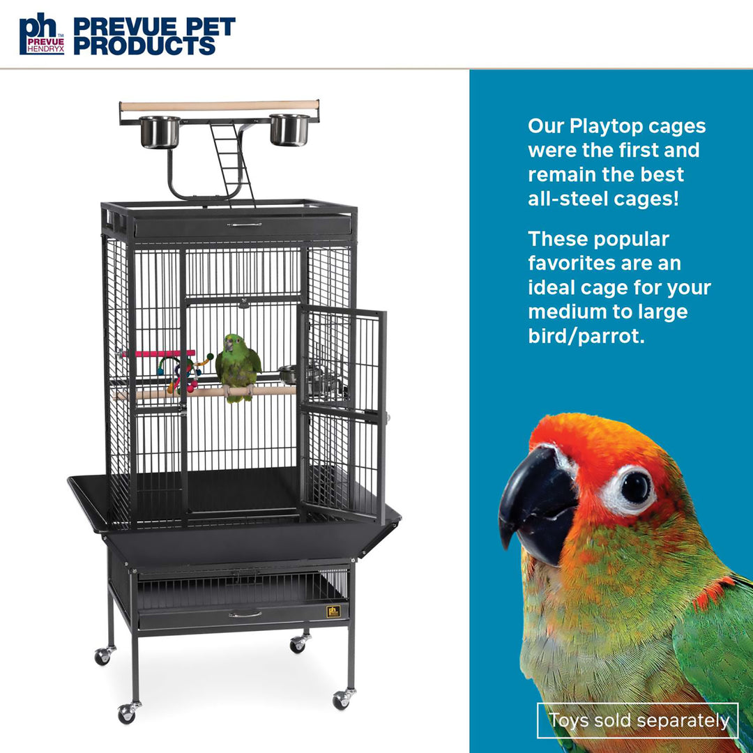 Prevue Pet Products Playtop Bird Home Black - 24” x 22” - Parrot Enclosure #3152BLK