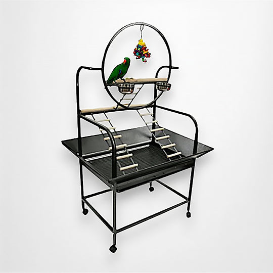 A&E Cage Company Multi Level Play Stand with Ladders Black - Rolling Bird Activity Center #J6