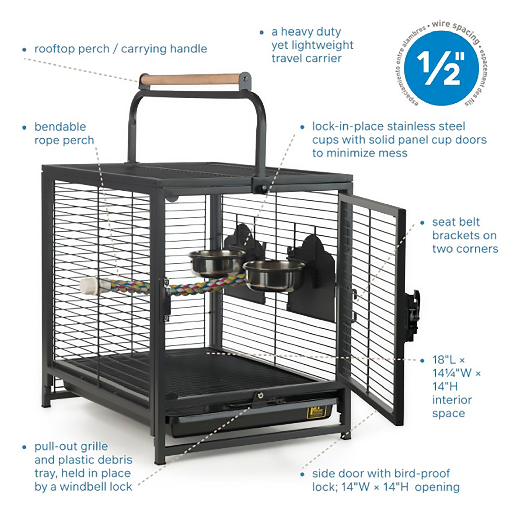 Prevue Pet Products Travel Carrier - Bird Carrier Cage with Perch