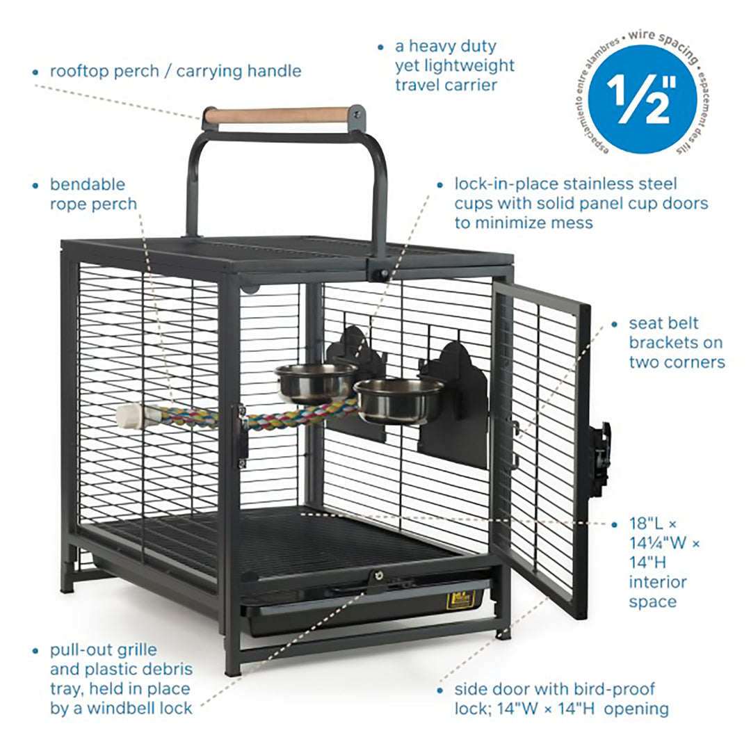 Prevue Pet Products Travel Carrier - Bird Carrier Cage with Perch & Cups #1307