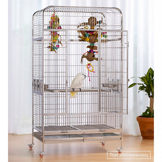 Prevue Pet Products Imperial Extra Large Stainless Bird Cage - 41 1/4” x 27 7/8” - Bird Enclosure #3457